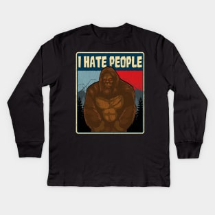 BigfootI Hate People Funny Camping Pun Nature Kids Long Sleeve T-Shirt